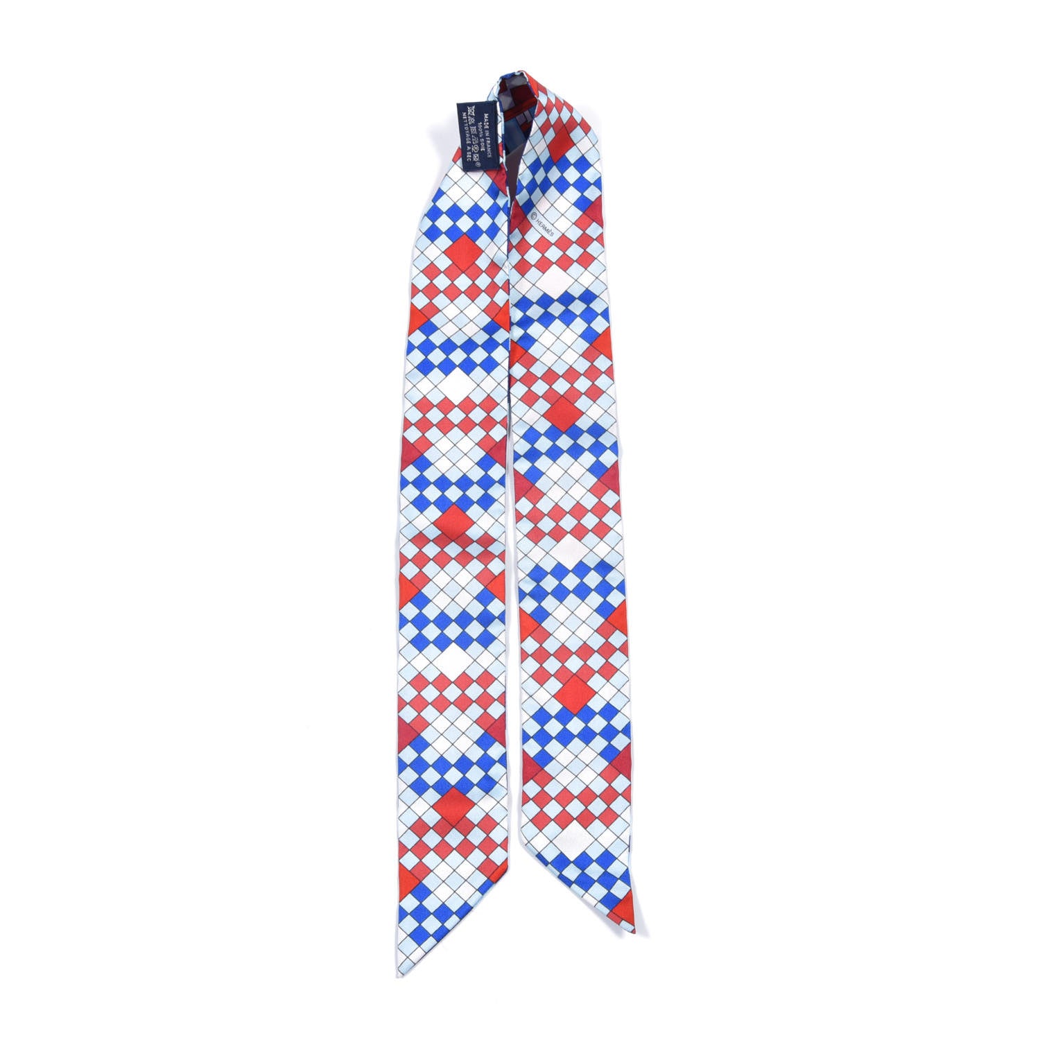 Hermes Silk Colliers de Chiens Remix Twilly Marine Rouge White 6 of 6