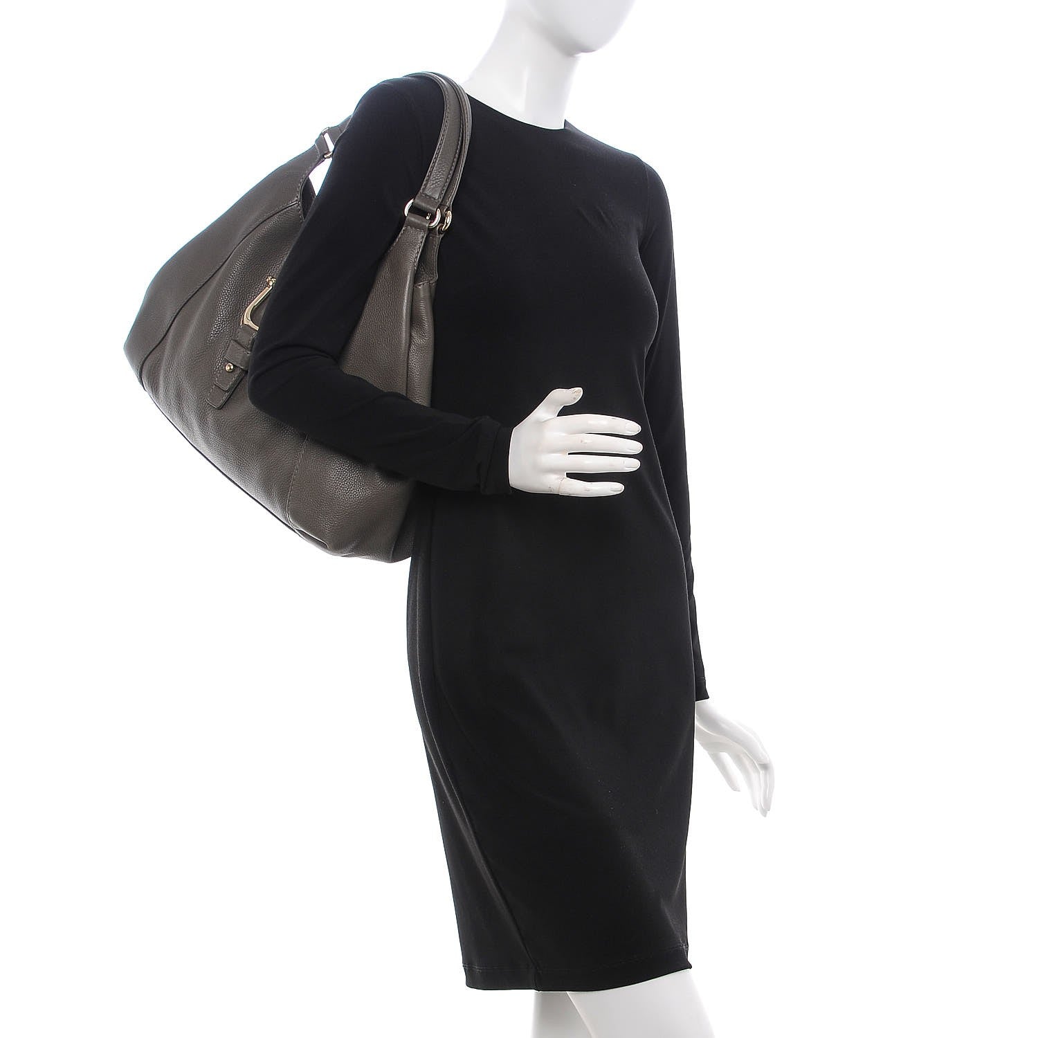 Gucci Pebbled Calfskin Medium Greenwich Shoulder Bag Grey 2 of 8