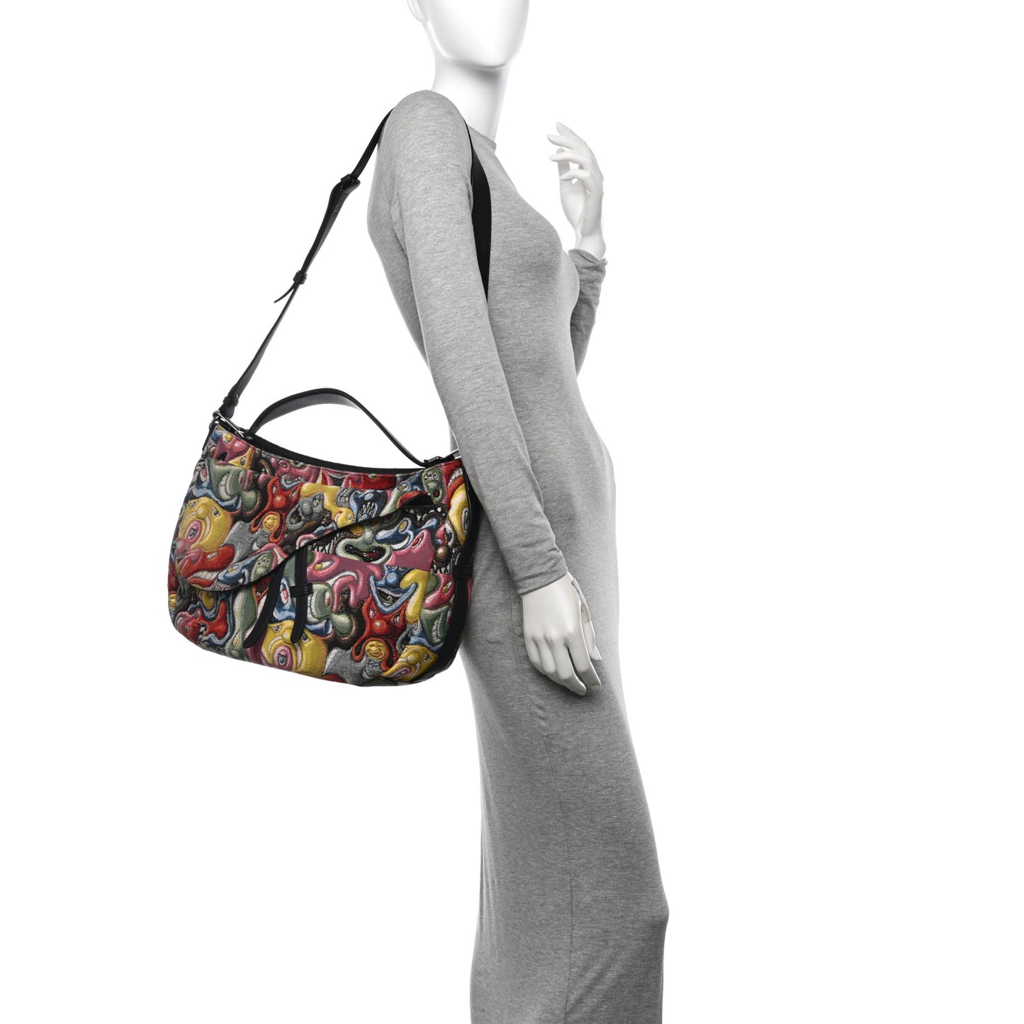 X KENNY SCHARF Jacquard Printed Soft Saddle Bag Multicolor