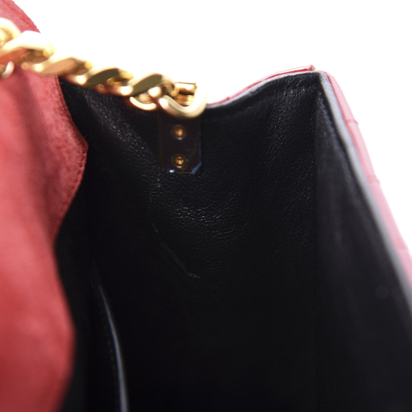 Patent Calfskin Matelasse Monogram Medium Vicky Chain Bag Rouge Eros