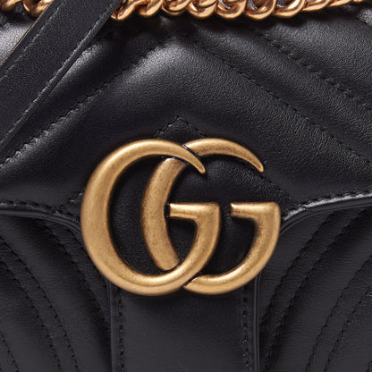 Gucci Calfskin Matelasse Mini GG Marmont Shoulder Bag Black 7 of 9