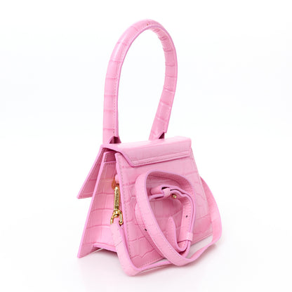 Jacquemus Calfskin Crocodile Embossed Le Chiquito Moyen Pink 3 of 10