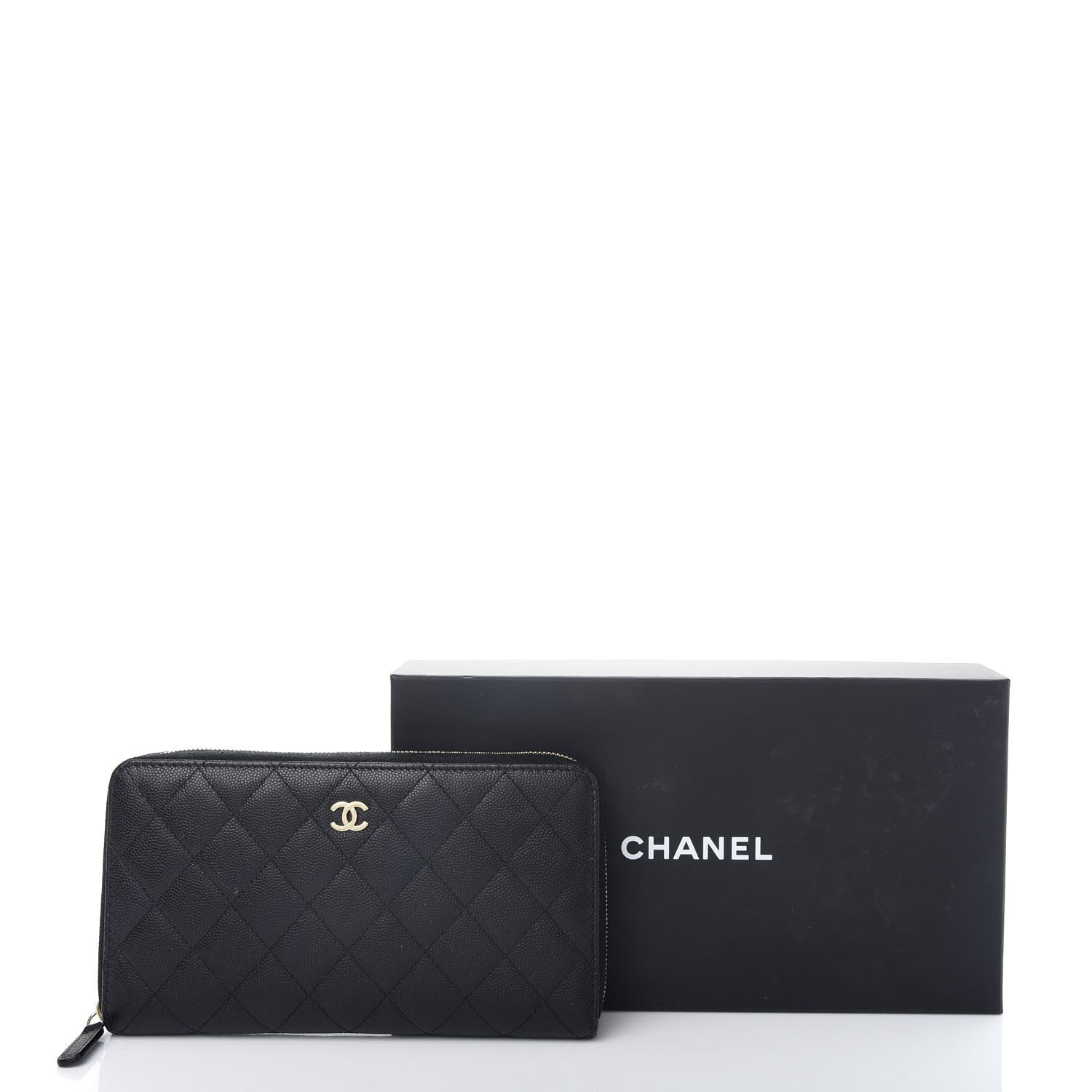 Chanel Caviar Quilted Large Zip Around Organizer Wallet Black 8 of 8