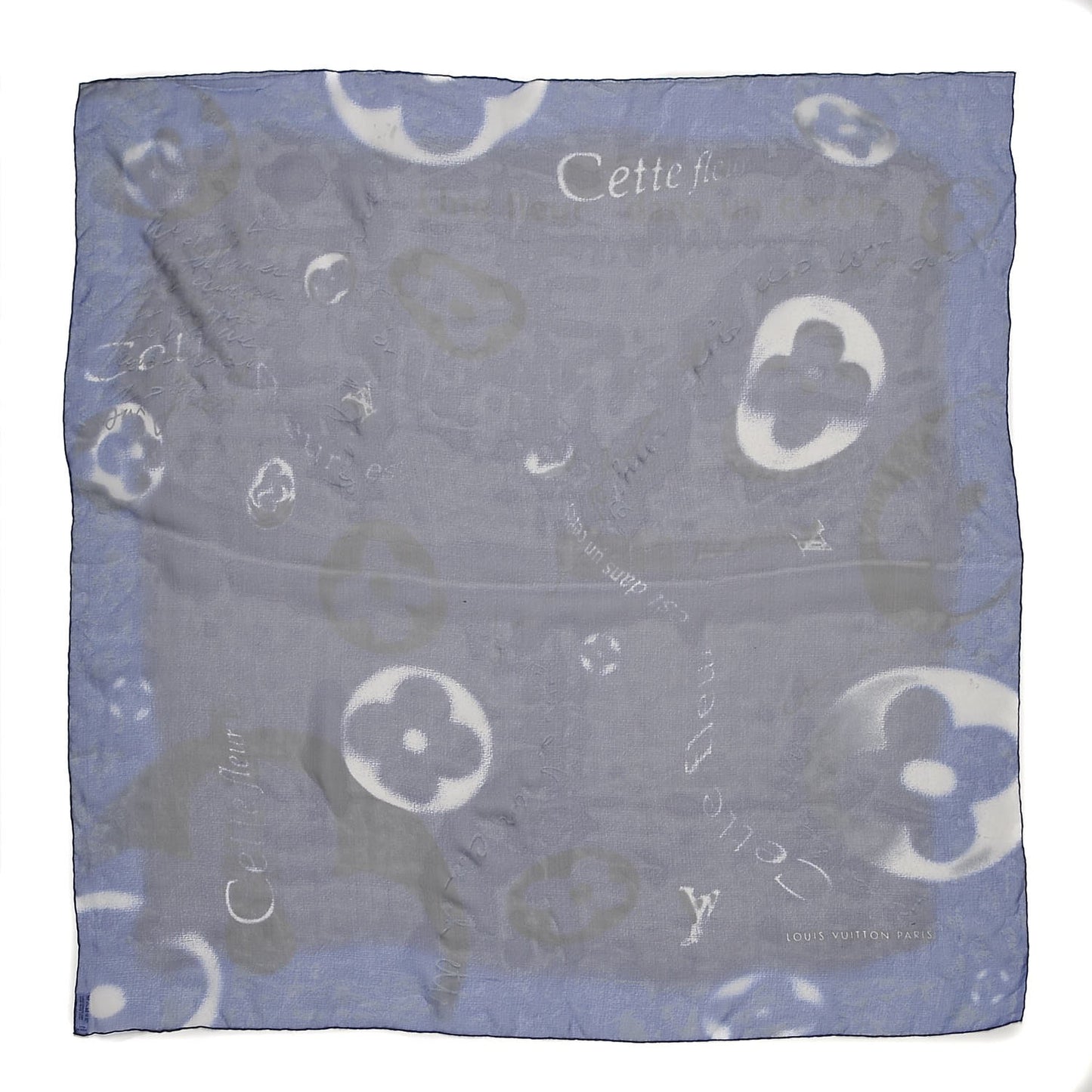 Silk Floral Scarf Blue