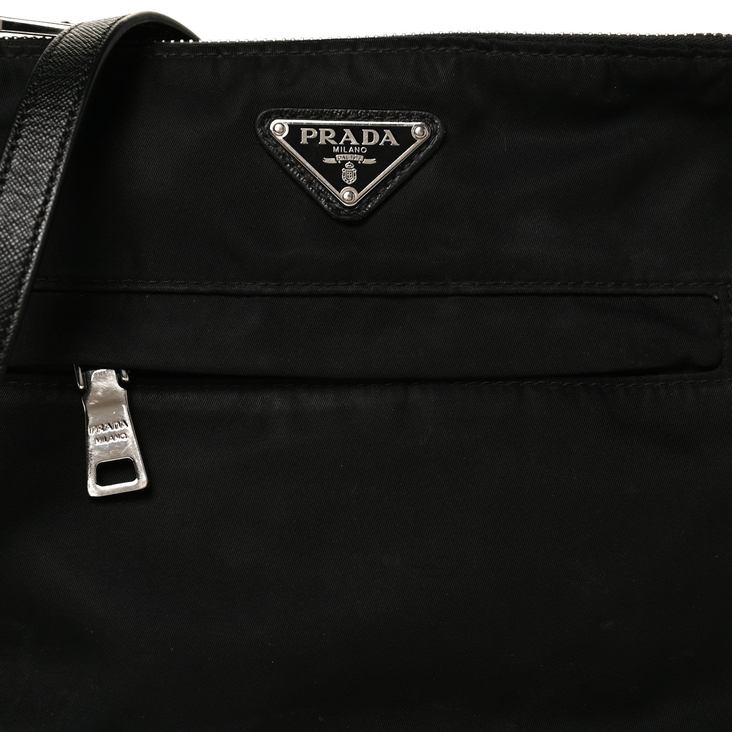 Prada Tessuto Nylon Saffiano Flat Messenger Bag Black 7 of 11