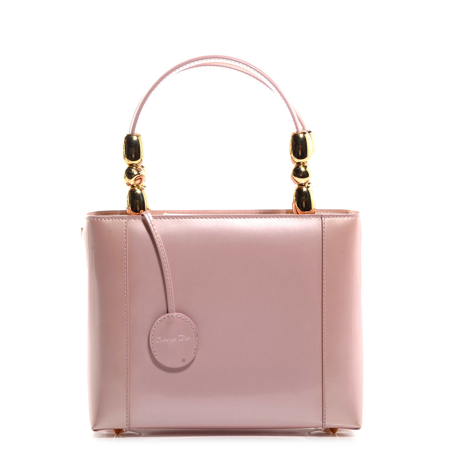 Leather Chrome Beaded Malice Tote Rose Poudre