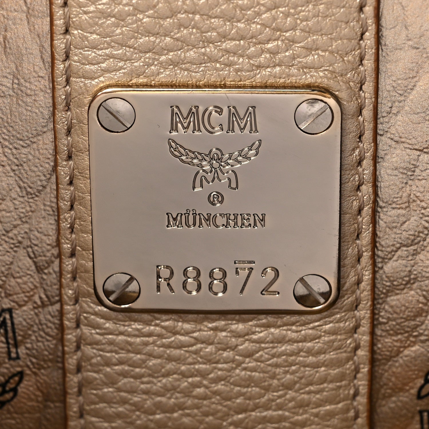MCM Metallic Visetos Medium Liz Reversible Shopper Tote Gold 16 of 21