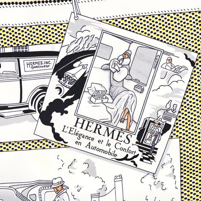 Hermes Silk Confort En Automobile Scarf 70 Creme White Black 2 of 5
