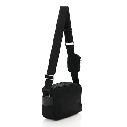 Prada Tessuto Saffiano Pocket Double Zip Shoulder Bag Black 3 of 10