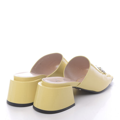 Gucci Patent Lexi Horsebit Mid-Heel Slide Sandals 40 Burro 4 of 10