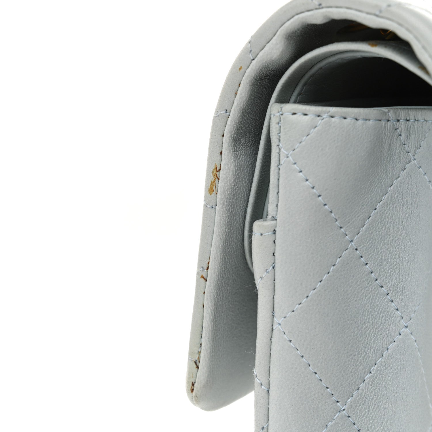 Chanel Lambskin Quilted Medium Double Flap Light Blue 14 of 16