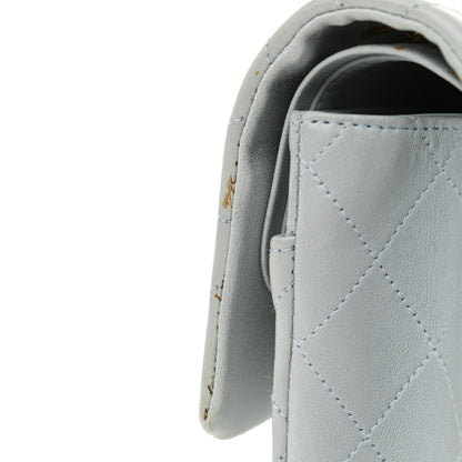 Chanel Lambskin Quilted Medium Double Flap Light Blue 14 of 16