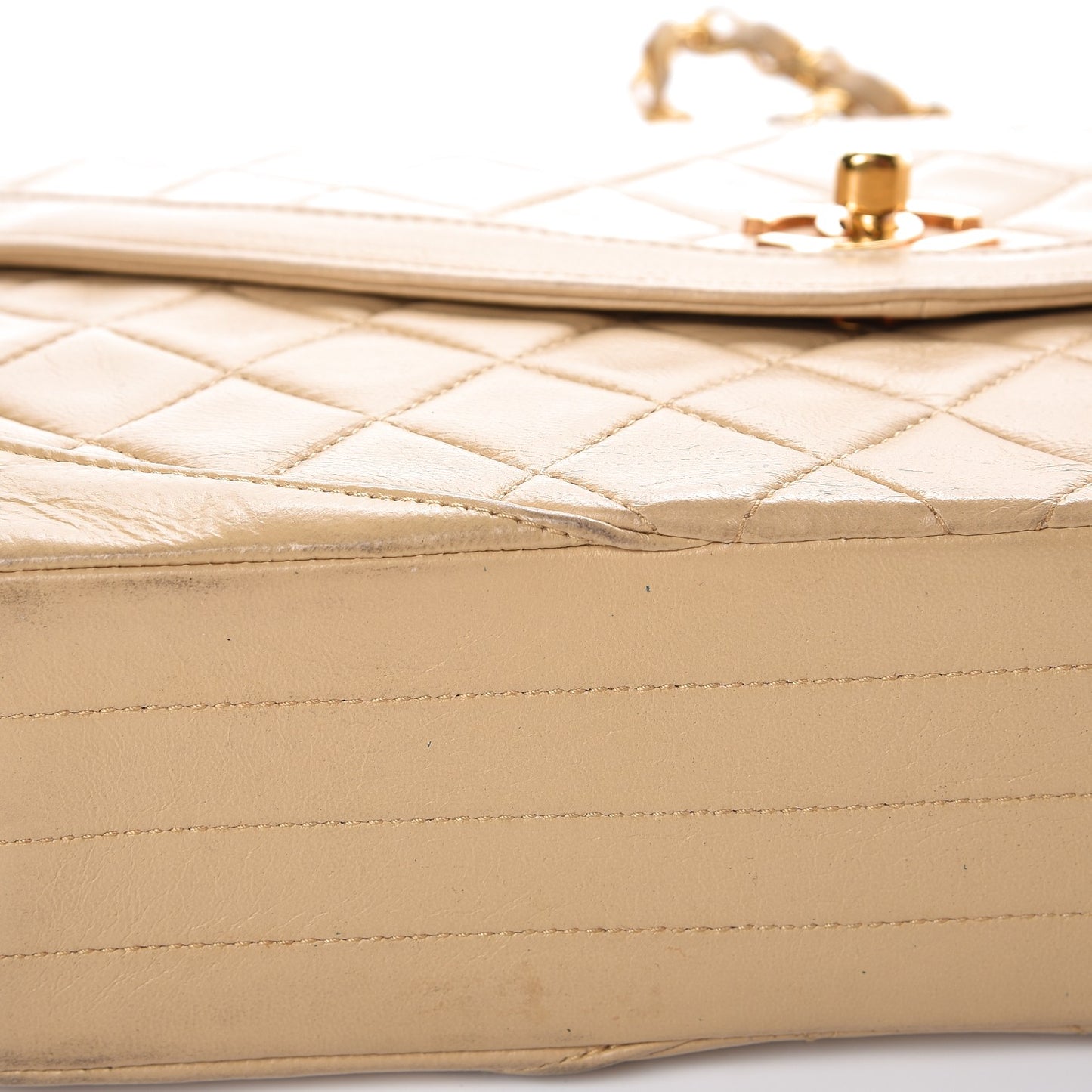 Lambskin Quilted Medium Single Flap Beige