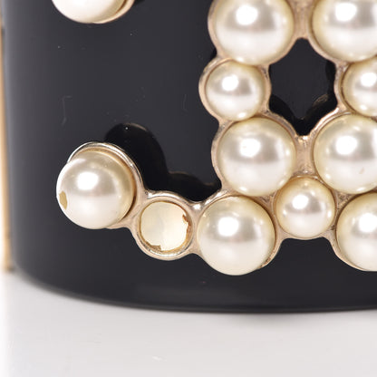 Chanel Resin Pearl CC Cuff Black 6 of 10