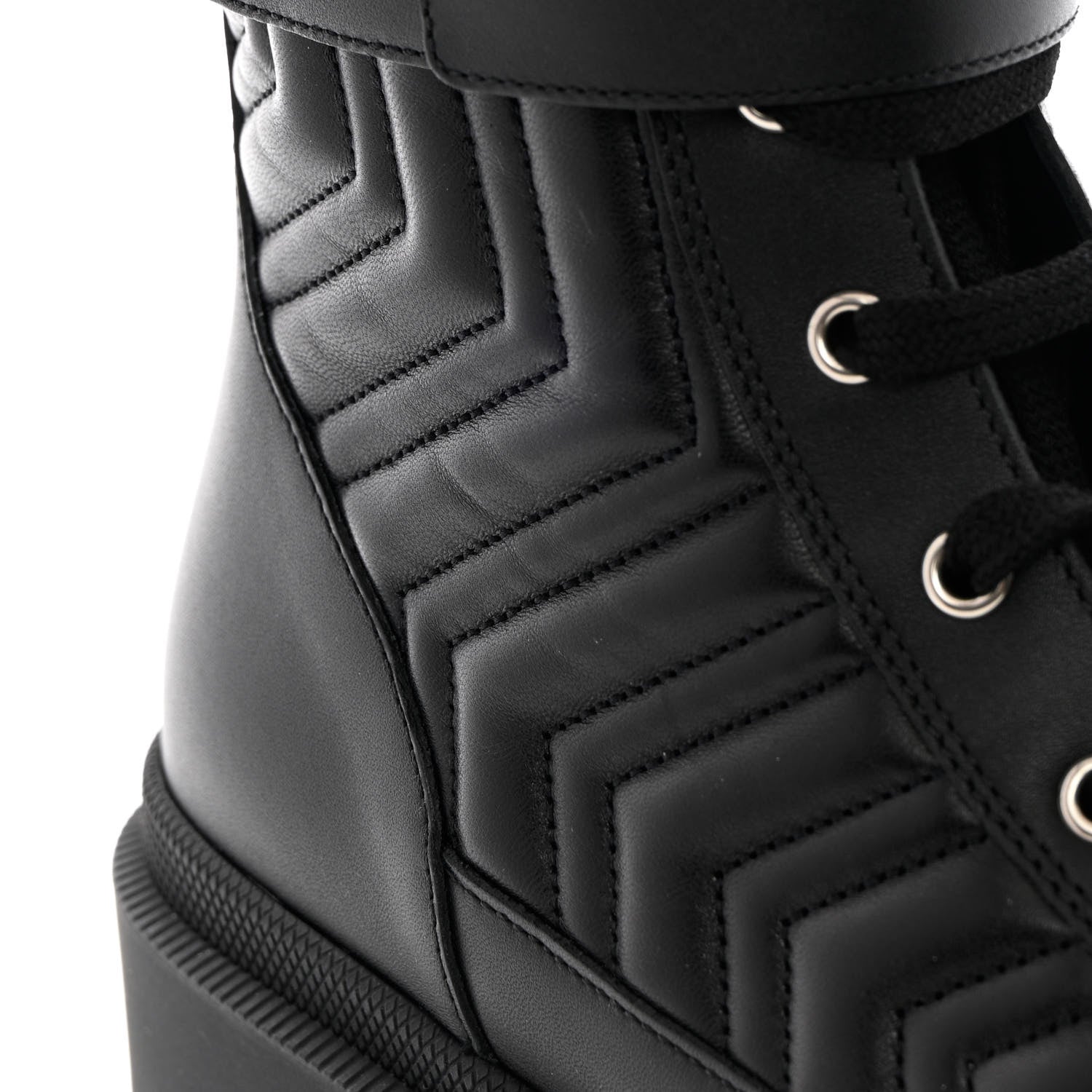 Gucci Nappa Frances GG Matelasse Platform Combat Boots 39 Black 9 of 12