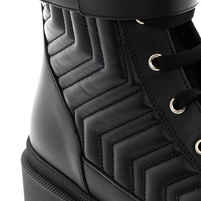 Gucci Nappa Frances GG Matelasse Platform Combat Boots 39 Black 9 of 12