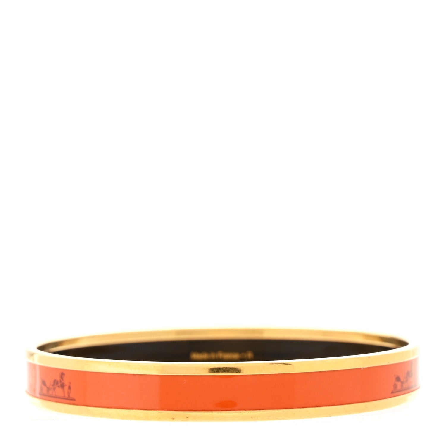 Hermes Enamel Printed Narrow Caleche Bracelet 70 Orange 3 of 6