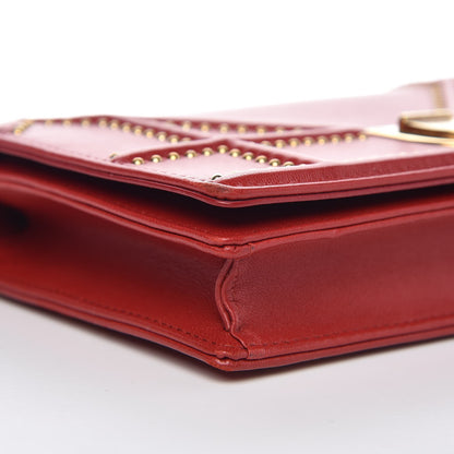 Christian Dior Lambskin Studded Diorama Wallet on Chain Pouch Red 8 of 9