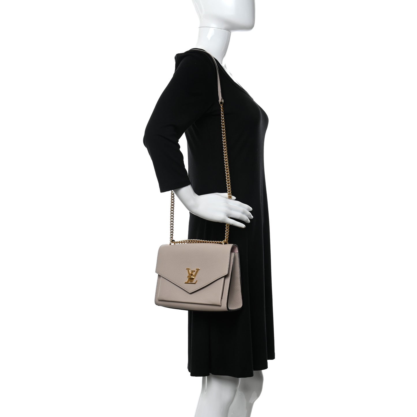 Soft Calfskin Mylockme Chain Bag BB Greige