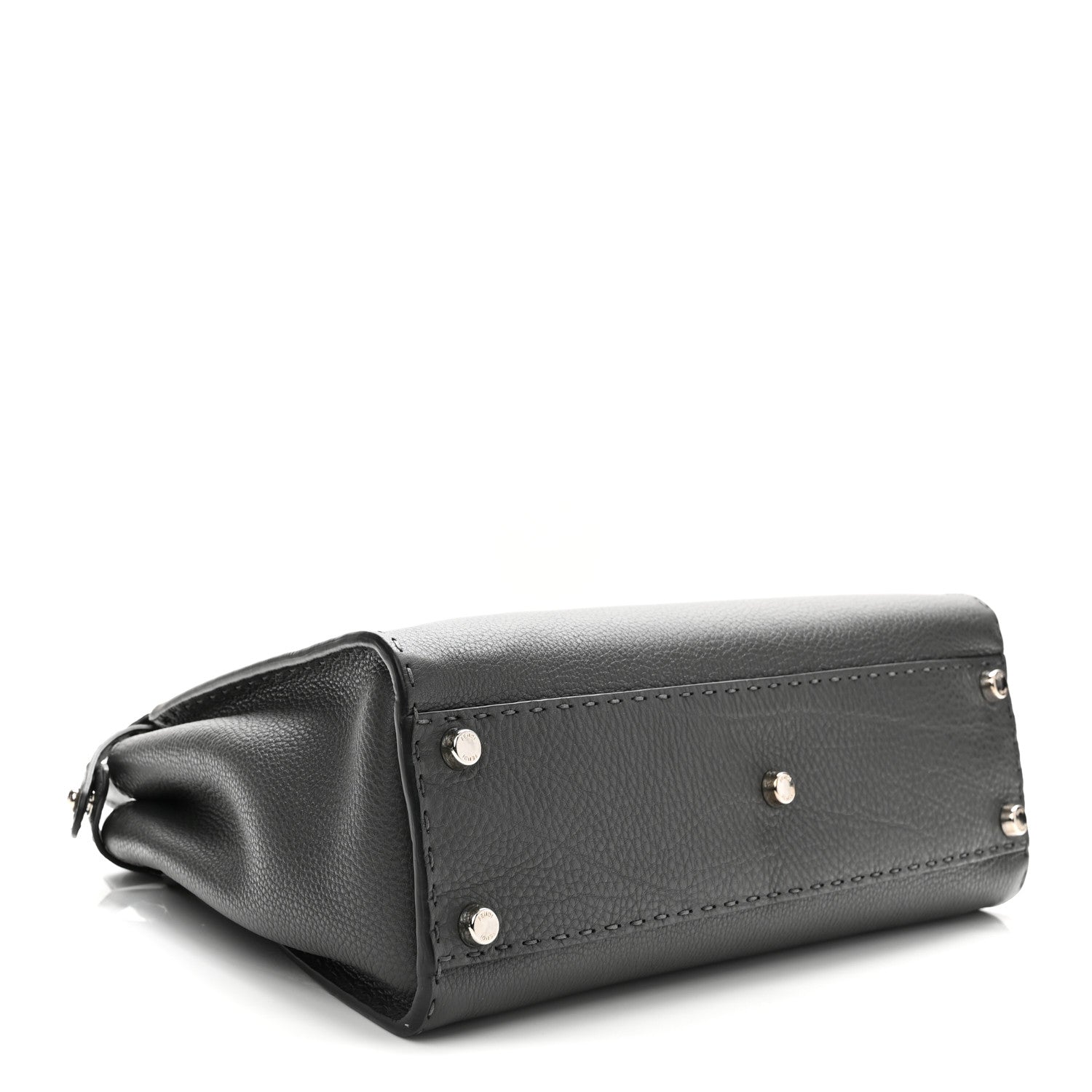 Fendi Cuoio Romano Selleria Bi-Color Medium Peekaboo Iconic Satchel Asphalt Milk 4 of 11