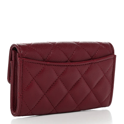 Chanel Caviar Quilted Flap Card Holder Wallet Burgundy 3 of 9