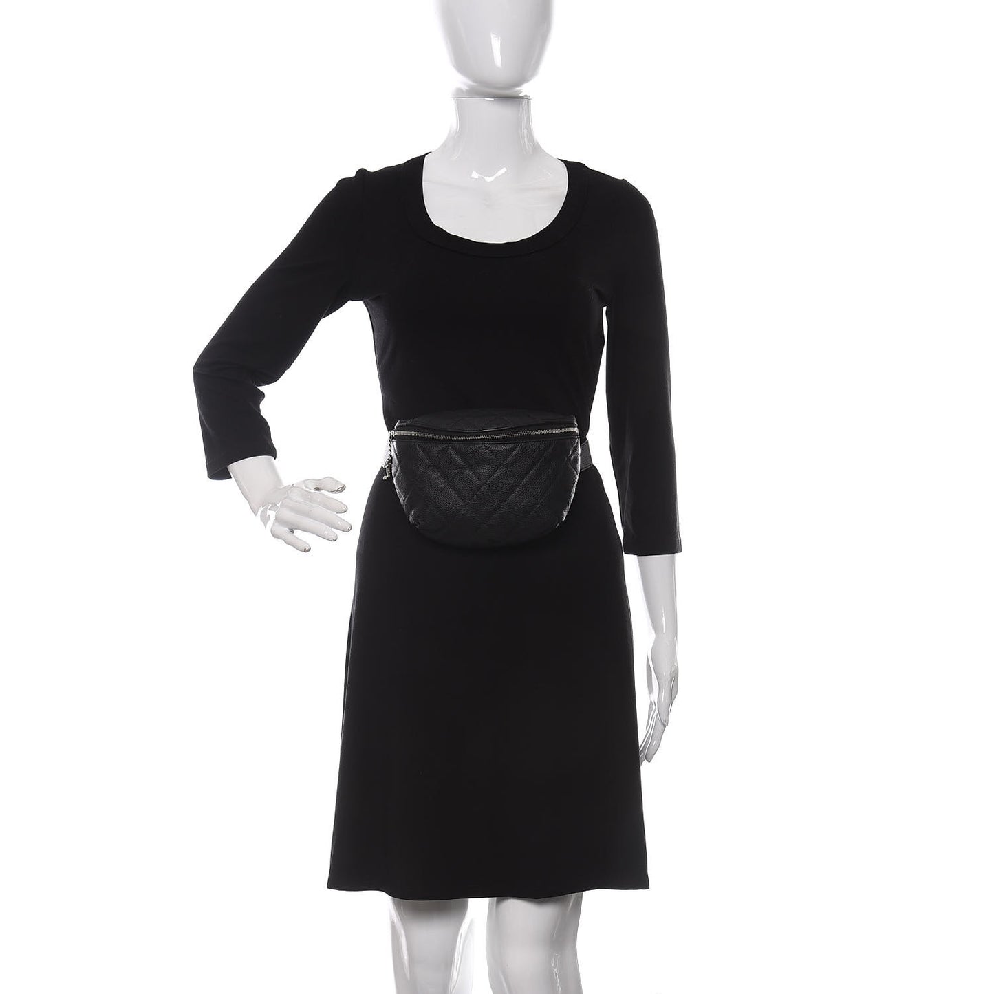 Grained Calfskin Quilted Waist Belt Bag Black