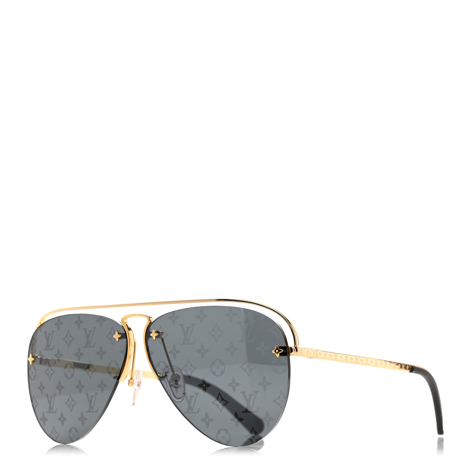 Louis Vuitton Metal Monogram Grease Sunglasses Z1172E Gold 1319829