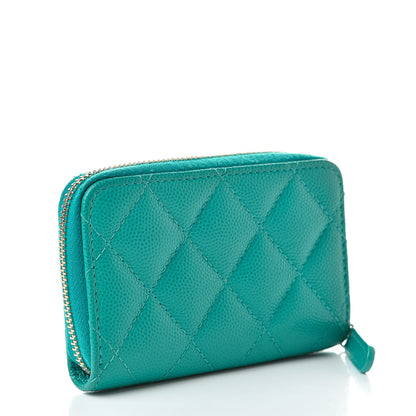Chanel Caviar Quilted Zip Coin Purse Dark Turquoise 3 of 8