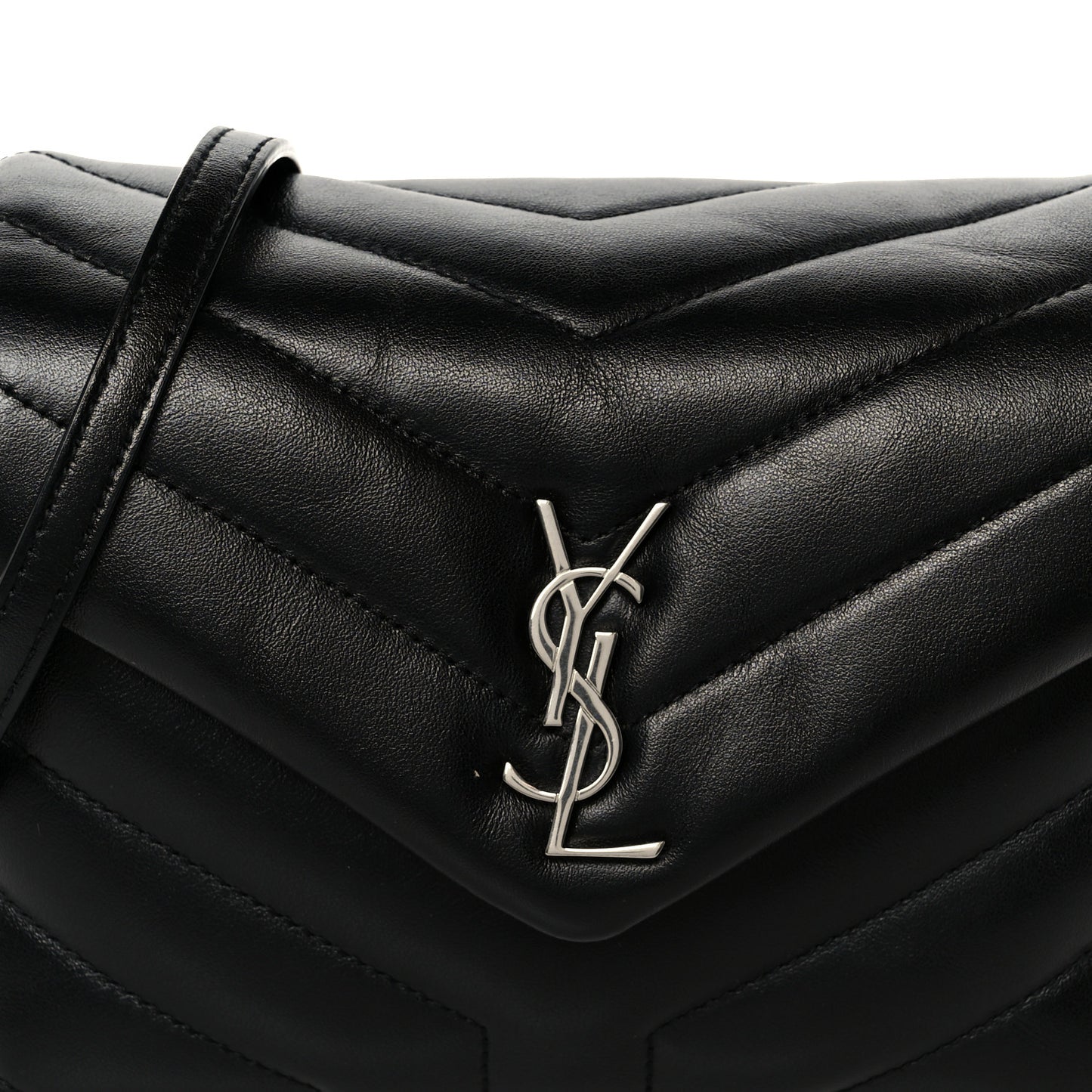 Calfskin Y Quilted Monogram Toy Loulou Crossbody Bag Black