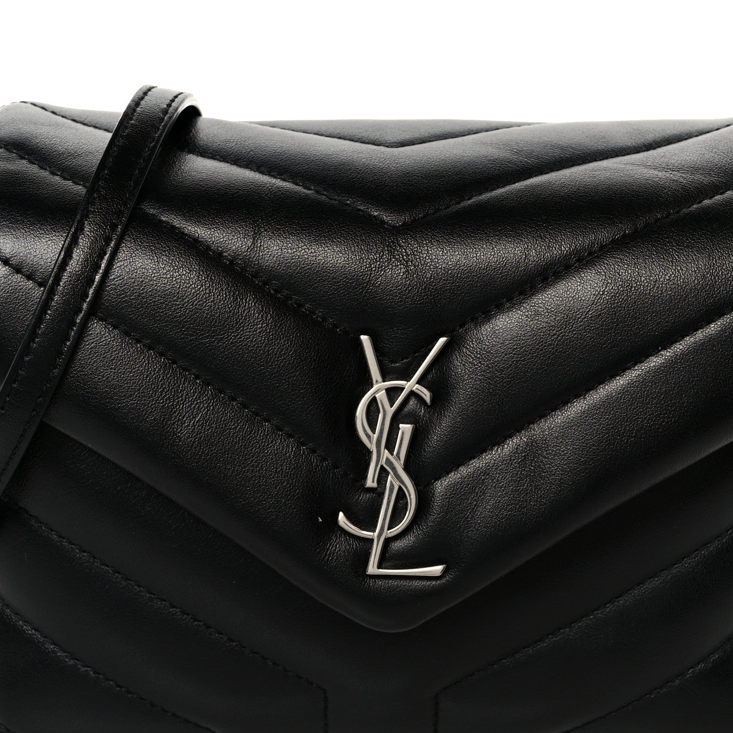 Saint Laurent Calfskin Y Quilted Monogram Toy Loulou Crossbody Bag Black 9 of 11