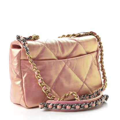 Chanel Iridescent Calfskin Quilted Medium 19 Flap Pink 3 of 10