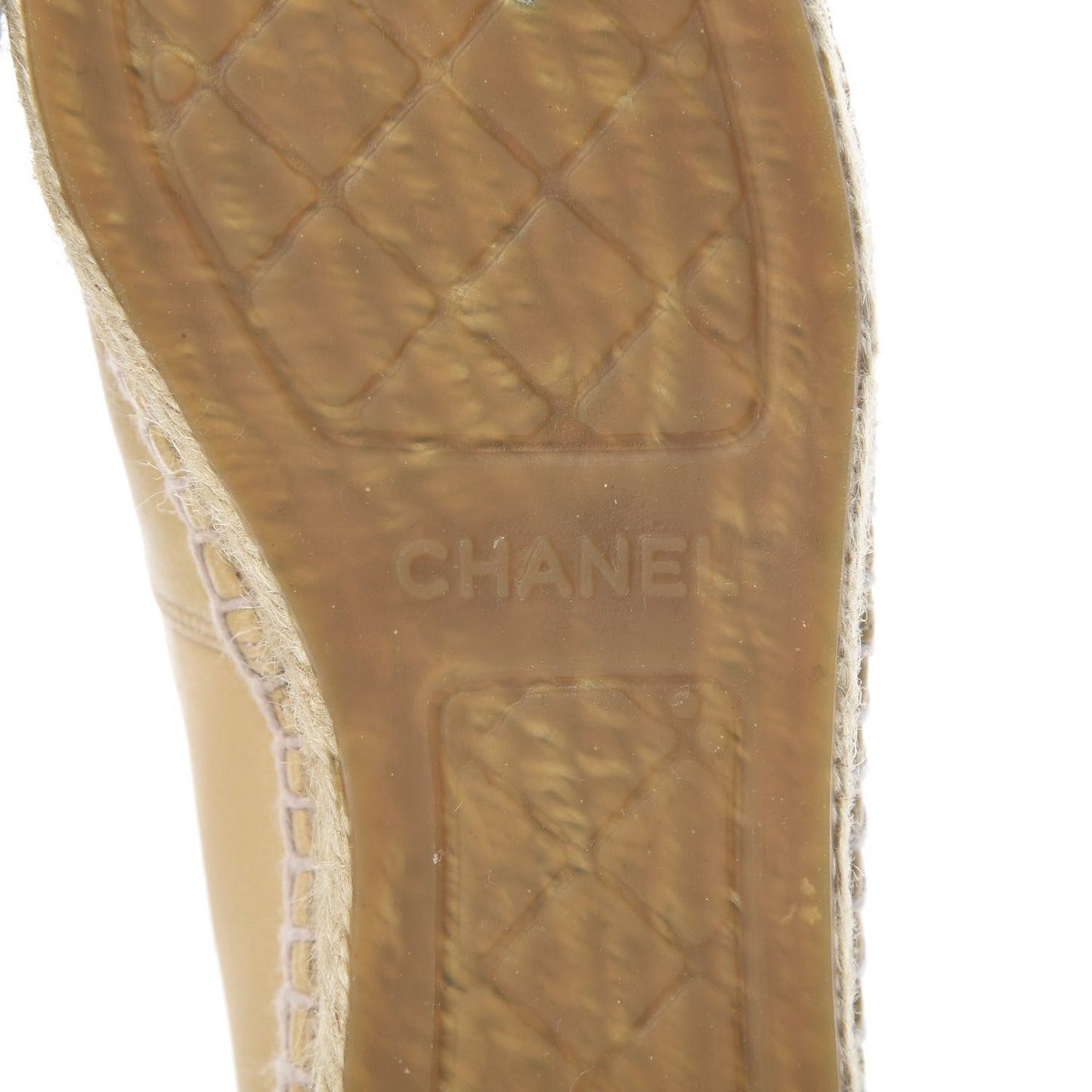 Lambskin CC Camellia Stud Espadrilles 37 Beige Black