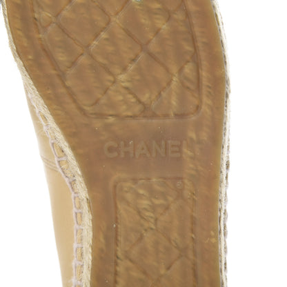Chanel Lambskin CC Camellia Stud Espadrilles 37 Beige Black 7 of 11