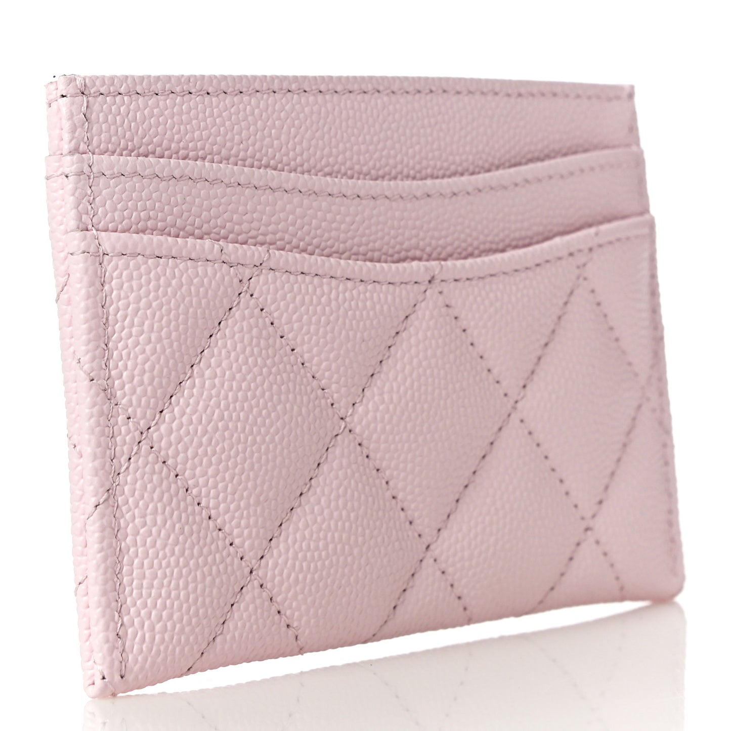 Caviar Quilted Card Holder Light Pink