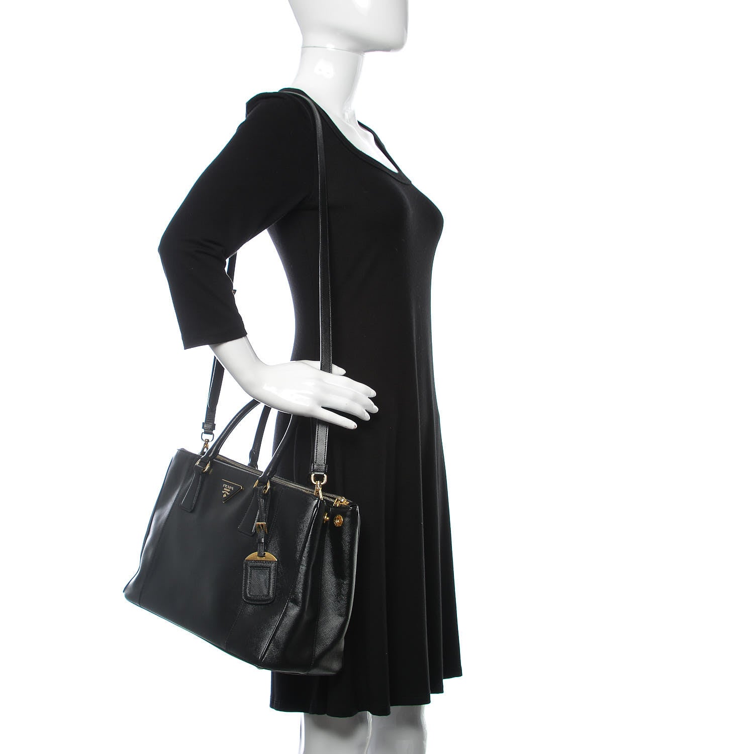 Prada Saffiano Medium Galleria Double Zip Tote Black 2 of 20