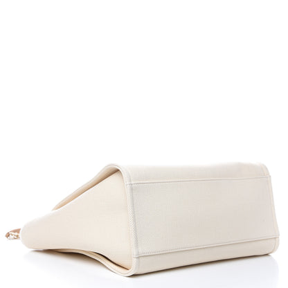 Chanel Canvas Pearl Large Deauville Tote Ecru Beige 4 of 10