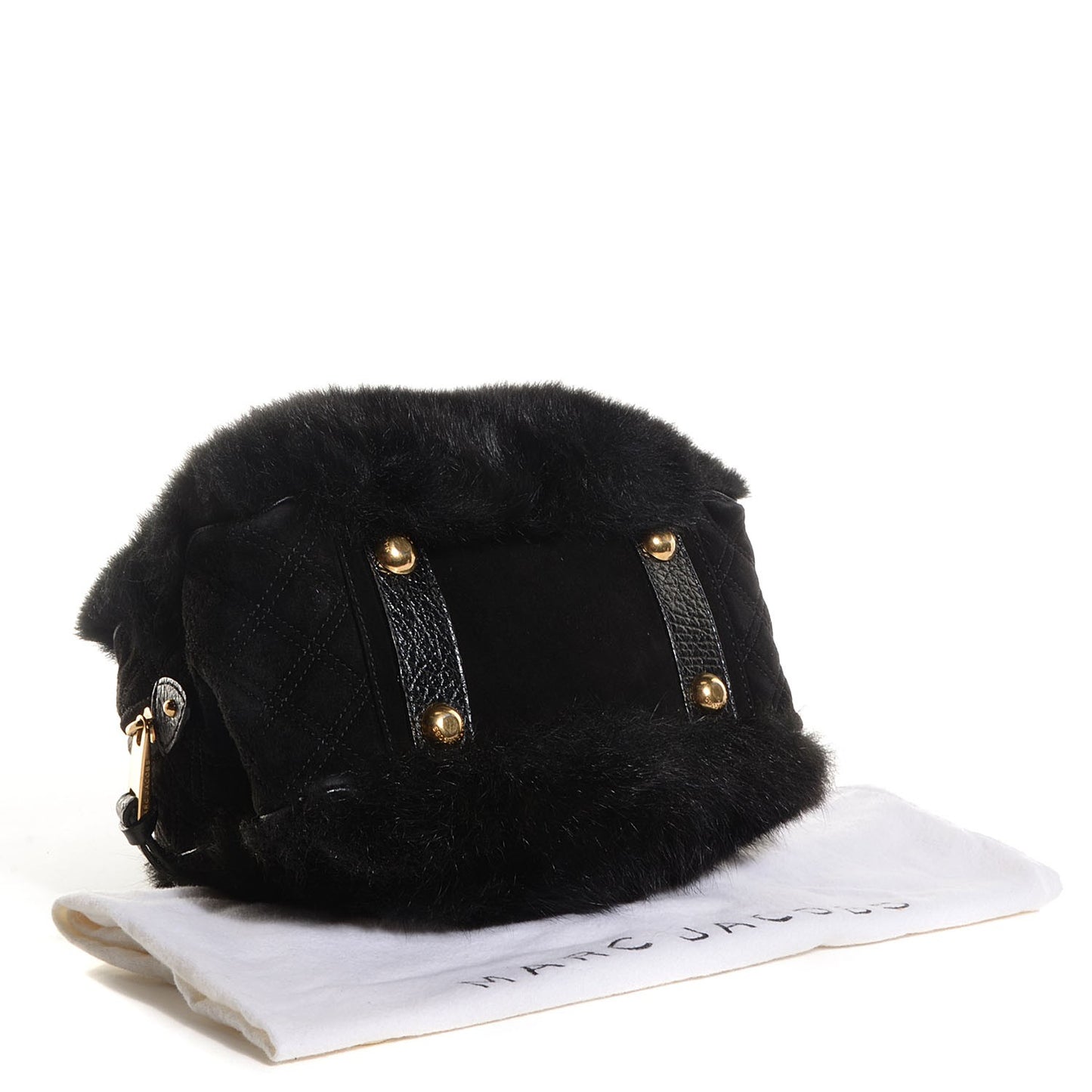 Rabbit Fur Suede Satchel Black