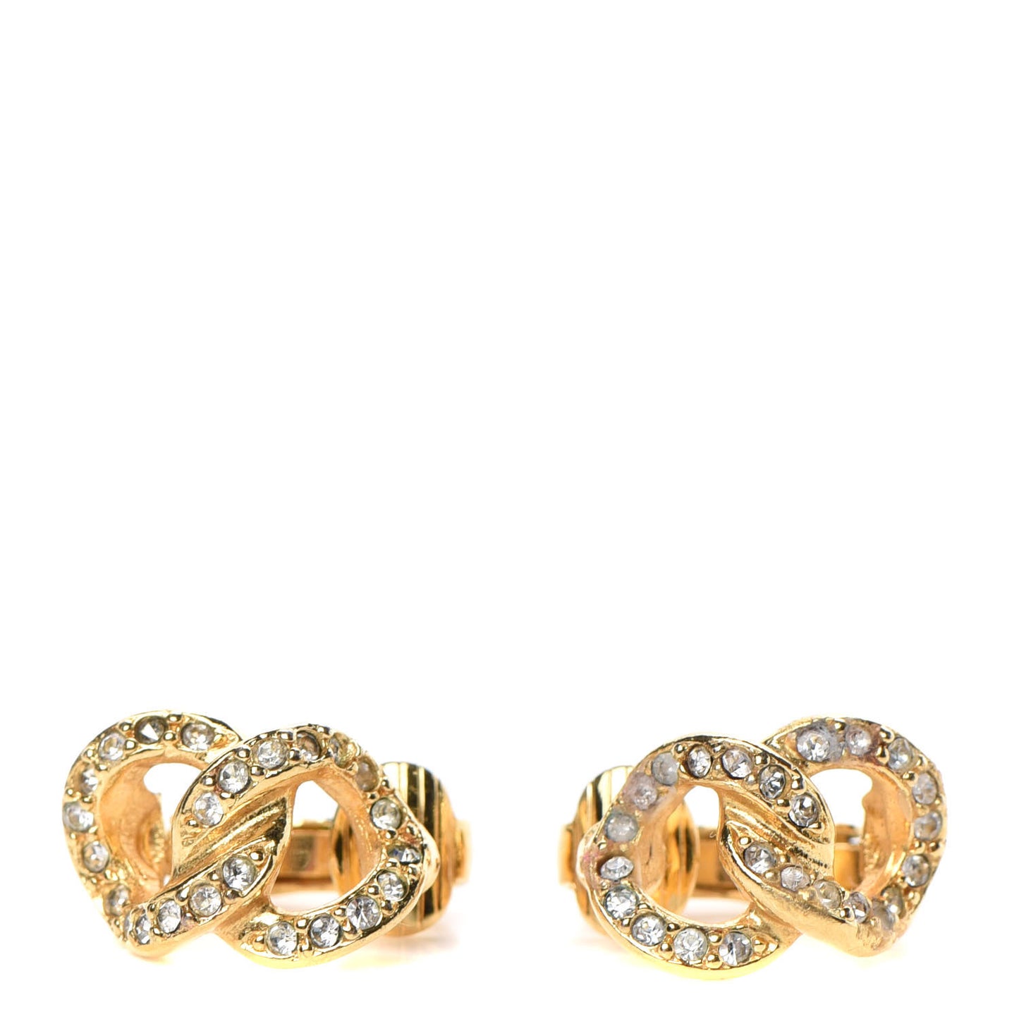 Crystal Infinity Logo Clip On Earrings Gold