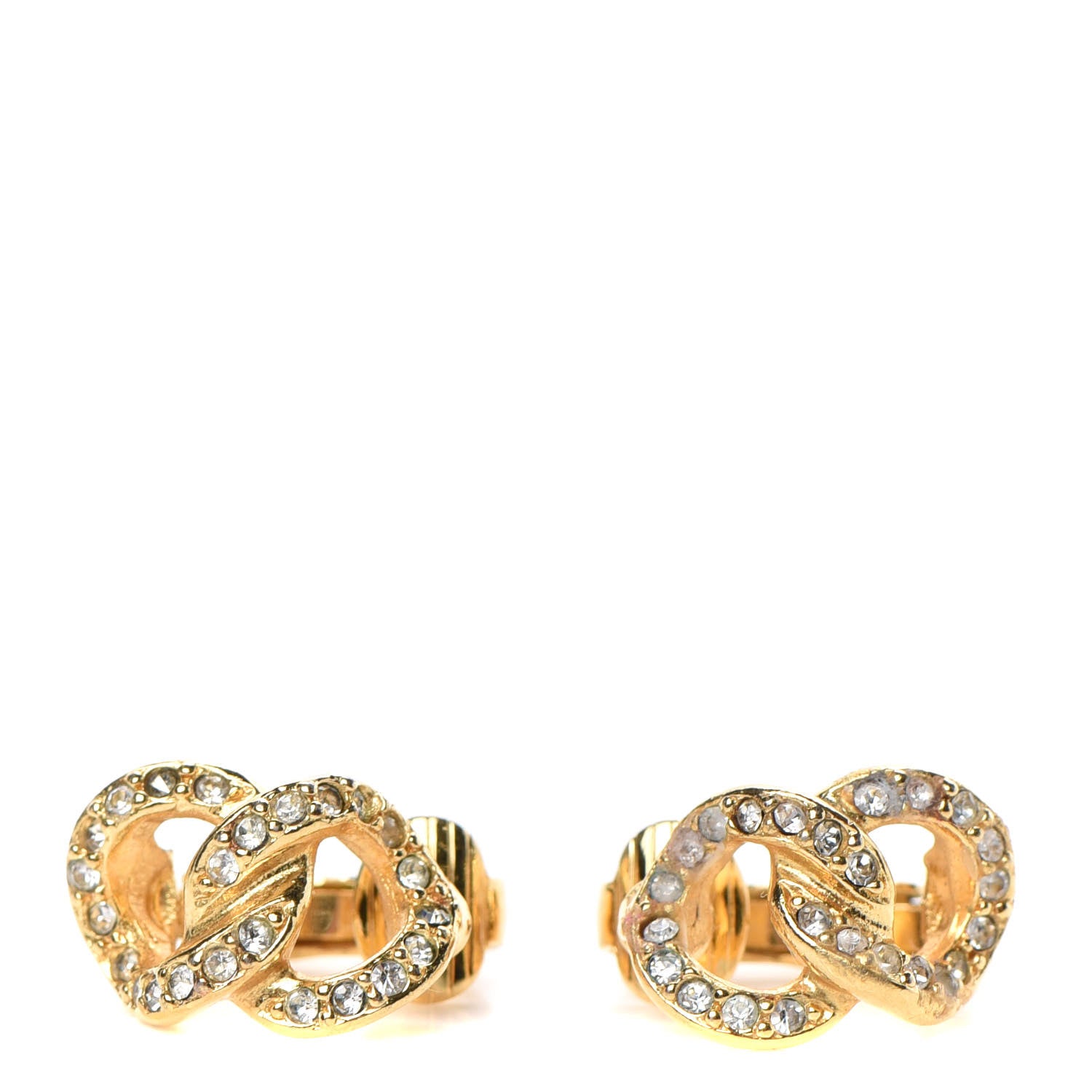 Christian Dior Crystal Infinity Logo Clip On Earrings Gold 1 of 4