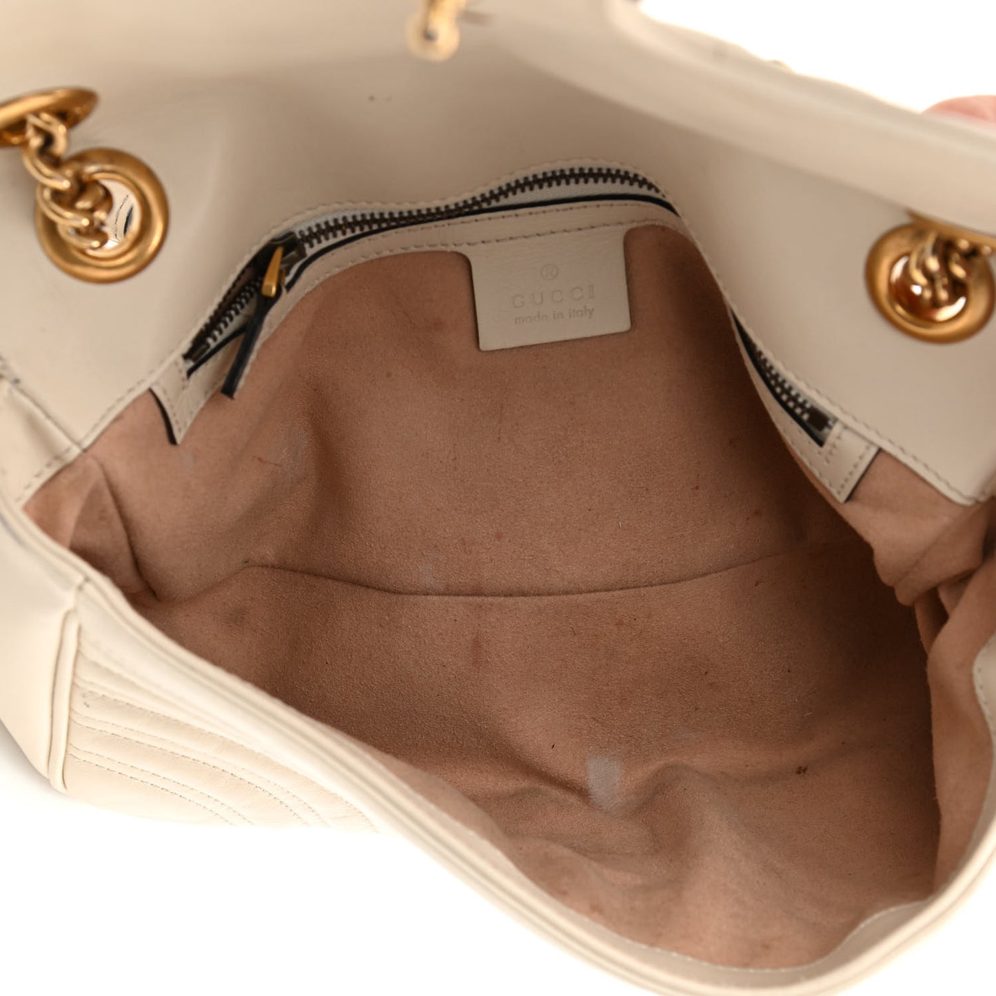 Calfskin Matelasse Small GG Marmont Shoulder Bag White