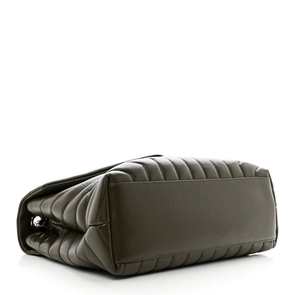 Saint Laurent Calfskin Y Quilted Monogram Medium Loulou Chain Satchel Khaki Fonce 4 of 11