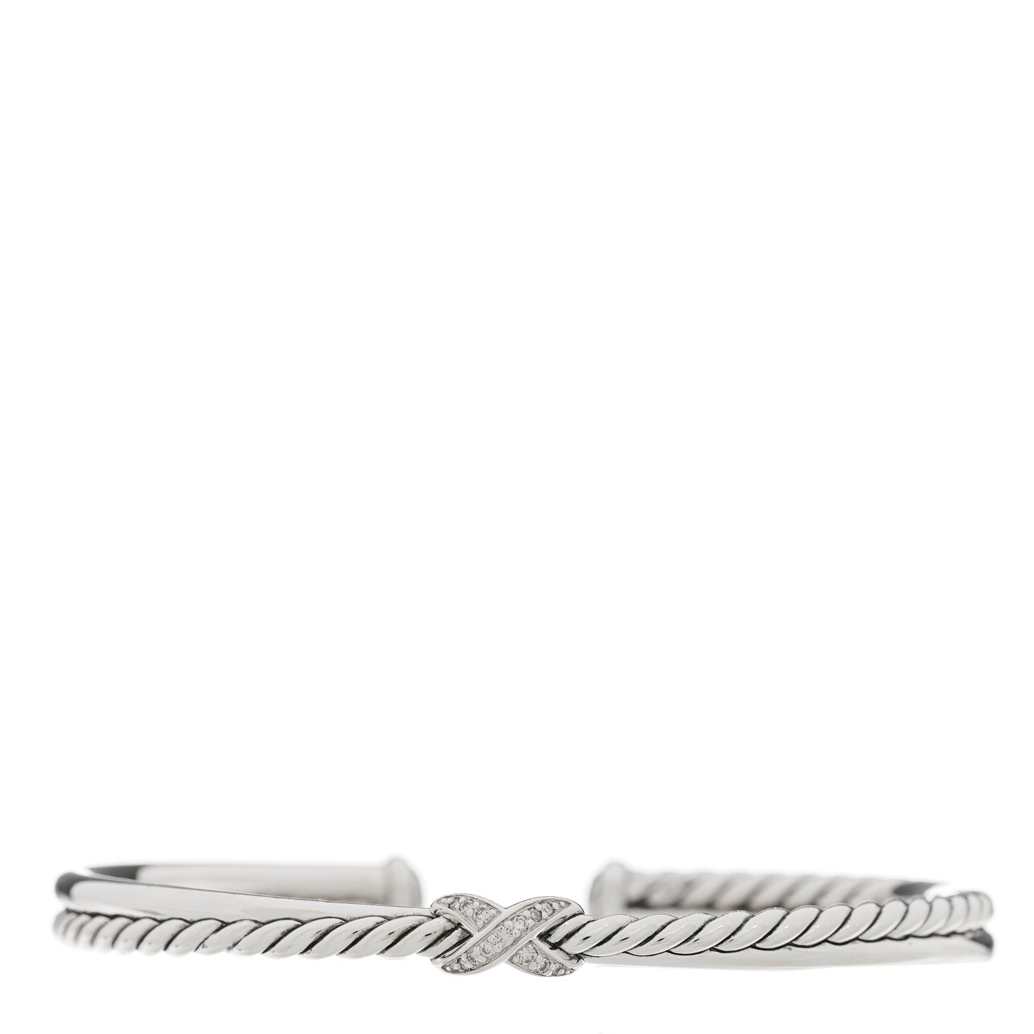 David Yurman Sterling Silver Diamond Petite X Center Station Bracelet 1 of 4
