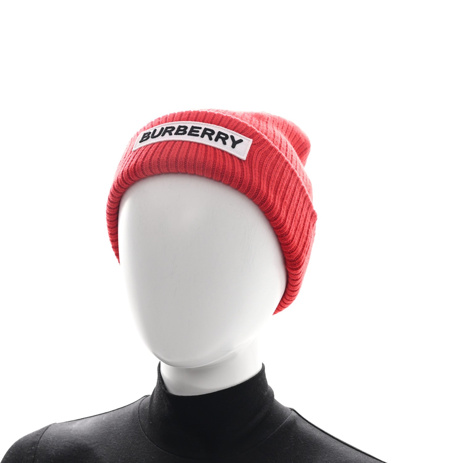 Burberry Wool Knit Logo Beanie Hat L Bright Red 1797455 – FASHIONPHILE