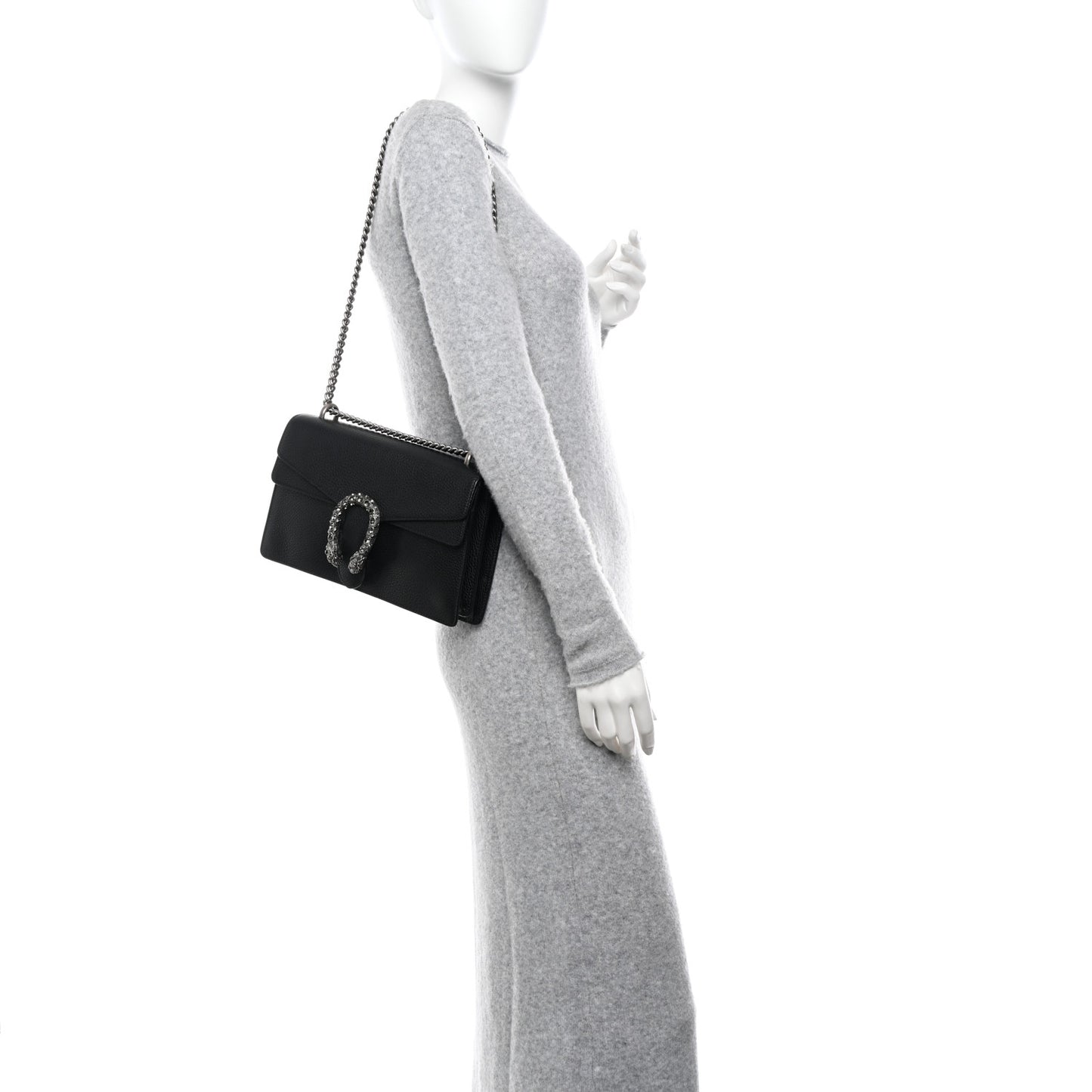 Pebbled Calfskin Small Dionysus Shoulder Bag Black