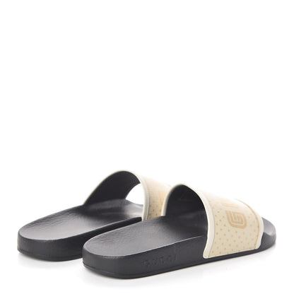 Gucci X SEGA Supreme Canvas GUCCY Stars Womens Slide Sandals 38 Mystic White Gold 4 of 7