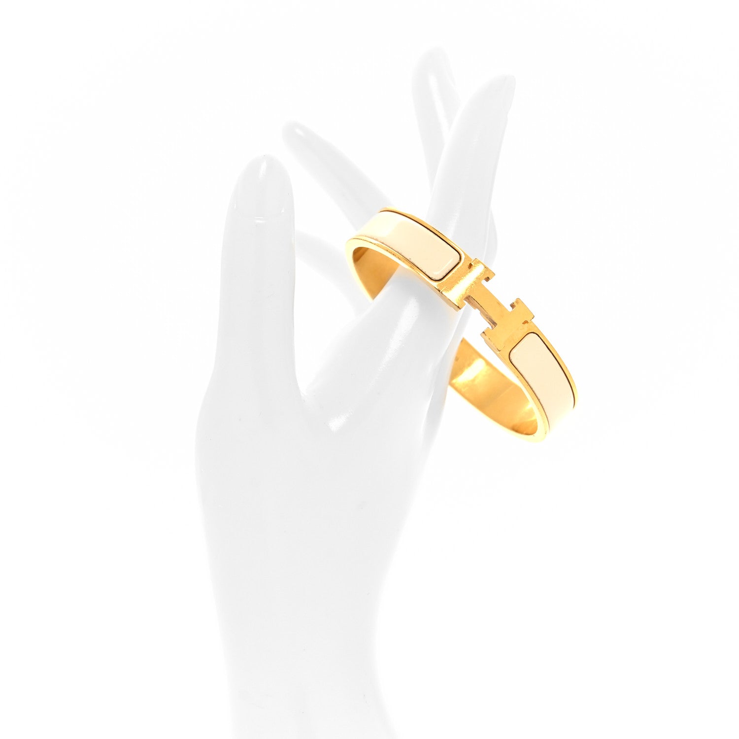 Hermes Enamel Narrow Clic Clac H Bracelet GM Craie 2 of 4