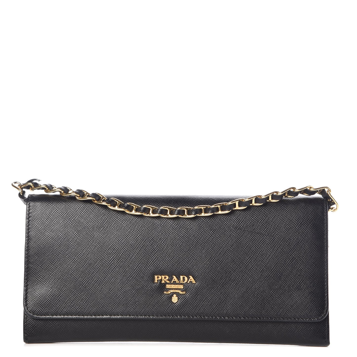 Saffiano Metal Oro Chain Wallet Black