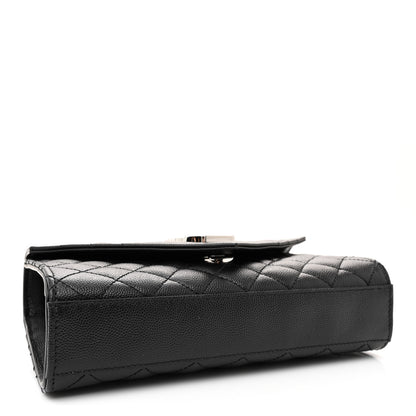 Saint Laurent Grain De Poudre Textured Mixed Matelasse Triquilt Small Monogram Satchel Black 4 of 10