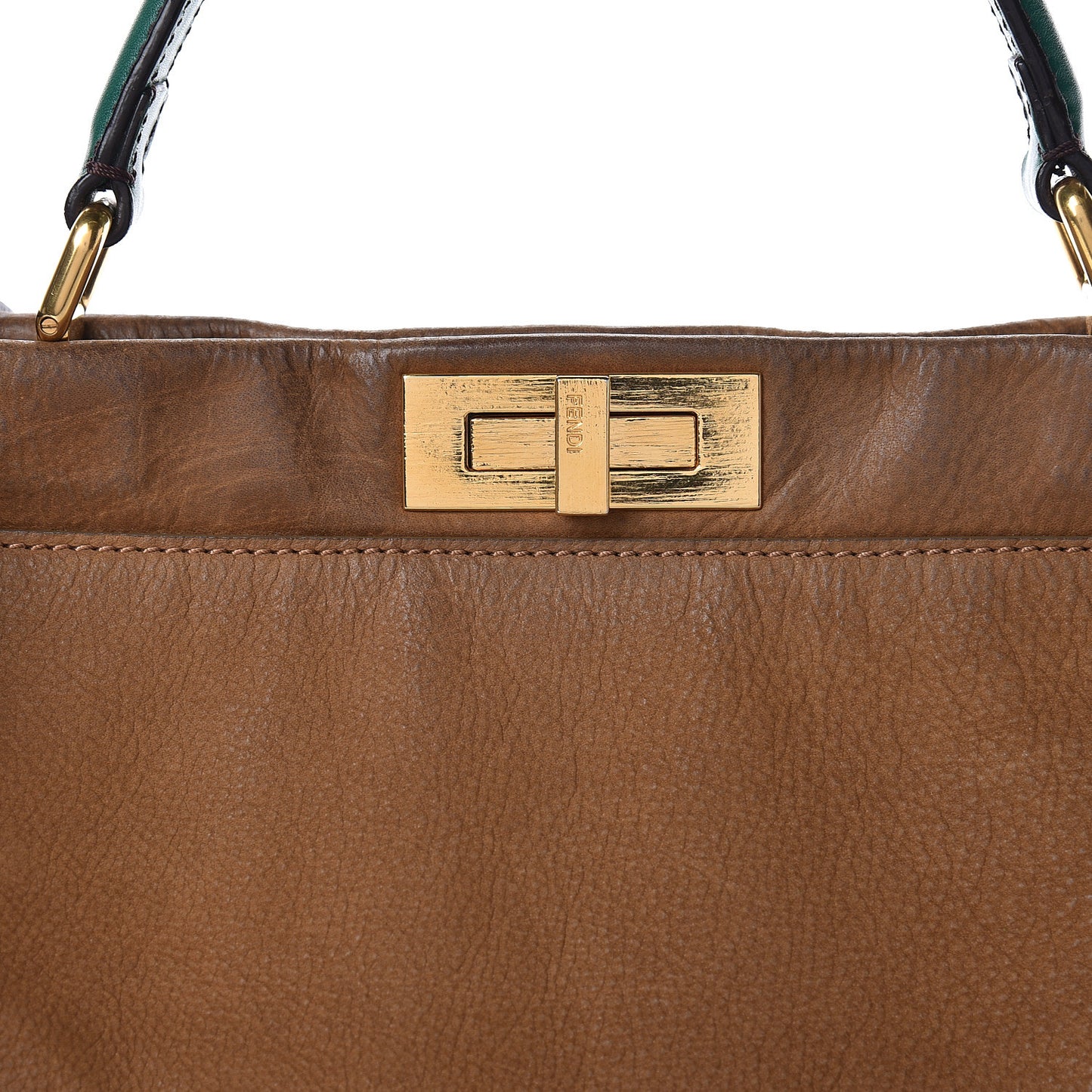 Buffalo Vitello Large Peekaboo Iconic Satchel Tobacco Verde