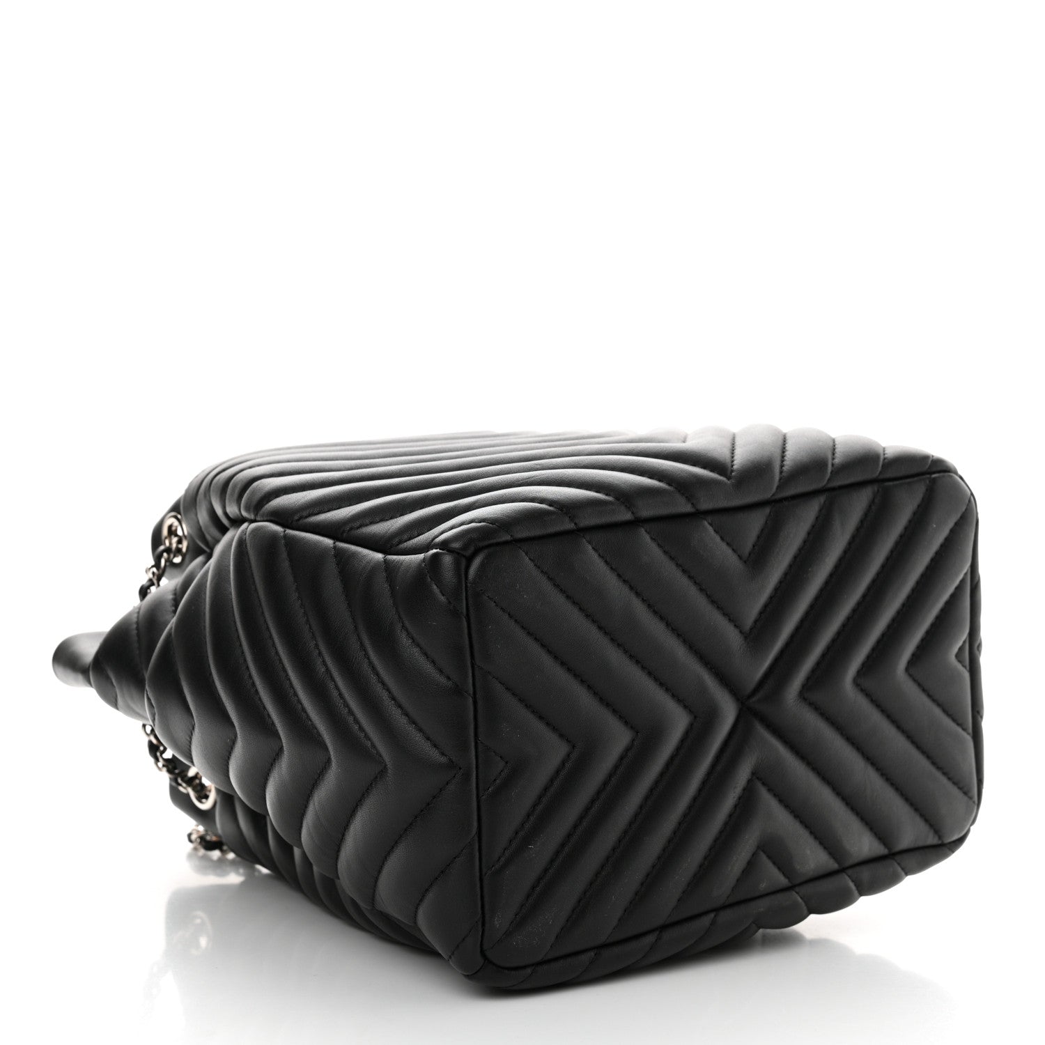 Chanel Lambskin Chevron Small Urban Spirit Drawstring Bag Black 4 of 11